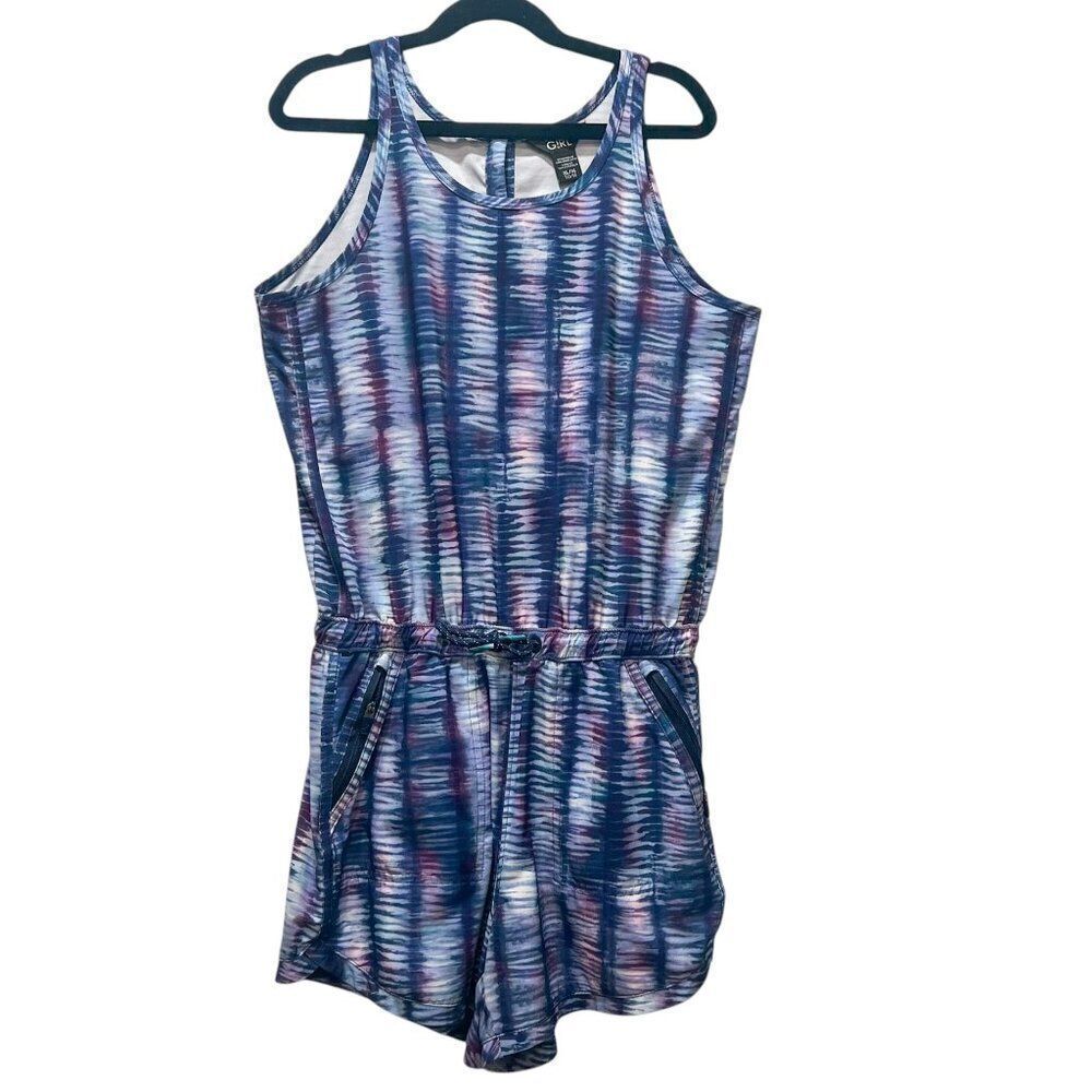 Athleta Girl On the Go Romper Shoreline Enchanted Blue Purple Size XL 14